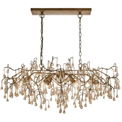 Image of Rimini Pendant Ceiling Light Aged Gold Paint, Champagne Lustre Glass