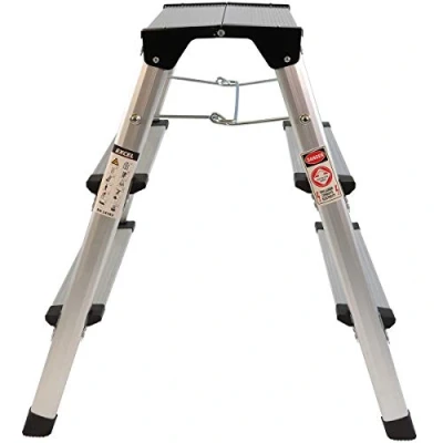 Image of Excel Aluminium Stool Ladder 3 Tread Heavy Duty Folding Hop Up 390mm x 525mm