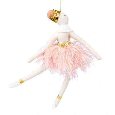 Image of Light Pink Ballerina Doll 14x20cm Christmas Tree Hanging Decorations Festive Decorative Ornaments Fairy Tale Themed Xmas Pendant