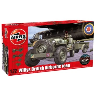 Image of Airfix Model Set A02339 Willys MB Jeep Building Kit Plastic Motor Vehicle for Adults &amp; Children 8+, Includes Sprues Decals 1:72 Scale