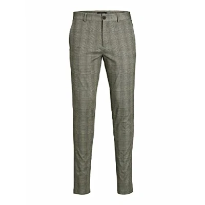 Image of Jack &amp; Jones Jjimarco Brown Check Trousers, Men&#039;s, Size: 28x30, stone