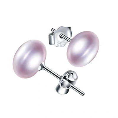 Image of Yumilok Simulated Freshwater Pearl Stud Earrings Purple Size 8mm