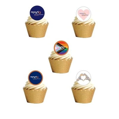 Image of 24 Pre Cut MND Charity Awareness Themed Edible Wafer Paper Cake Toppers Decorations