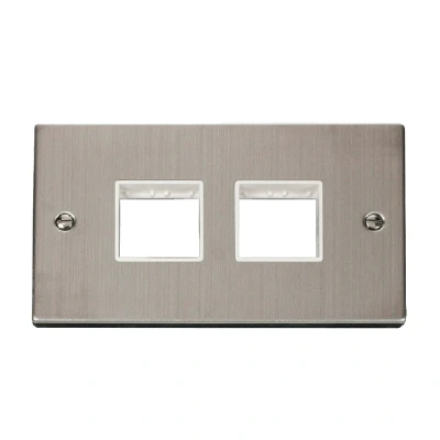 Image of Click Deco 2 Gang Plate x Aperture Unfurnished Stainless Steel White Inserts