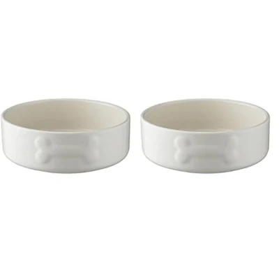 Image of Mason Cash Colour Mix Cream 15 cm Dog Bowl (Pack of 2)