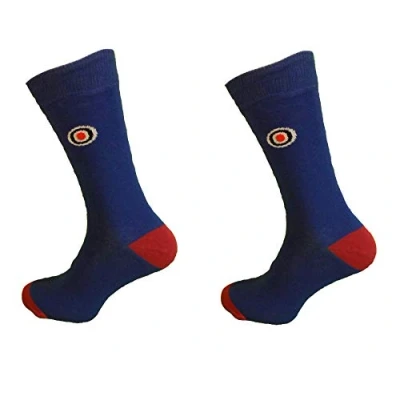 Image of mazeys Mens 2 Pair Pack of Retro Mod Target Socks (7 11, Blue)