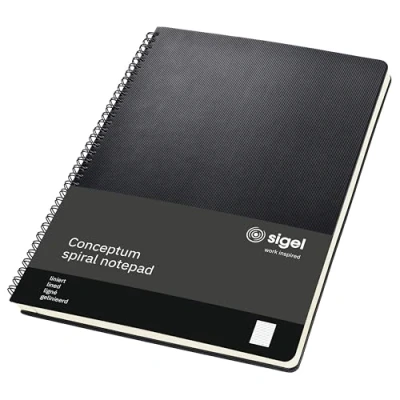Image of SIGEL CO821 Spiral Notepad, approx. A4, lined, hardcover, Black Conceptum