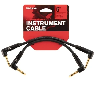 Image of D’Addario Accessories Custom Series Patch Guitar Cables Pedal Cable with ¼ Inch Ends Durable &amp; Reliable Instrument for Pedalboards Right Angle, 0.5 feet 2 Pack