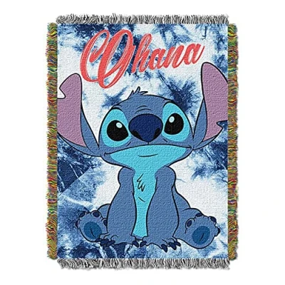 Image of Disney Lilo &amp; Stitch Shibori Woven Tapestry, 48 x 60 Inch, Multi Colour