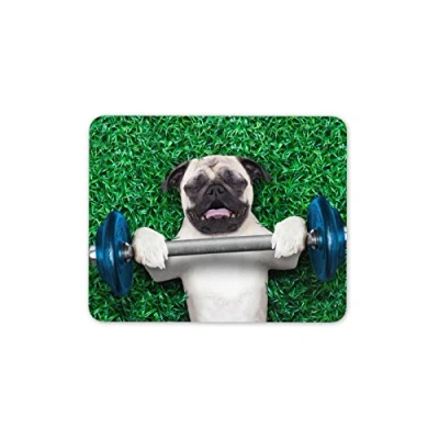 Image of Destination Vinyl ltd Funny Weight Lifting Pug Mouse Mat Pad Dog Puppy Gym Gift PC Computer #8587