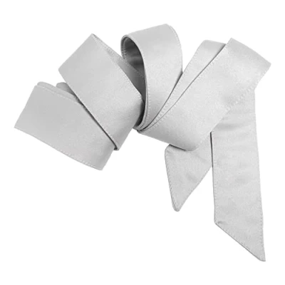 Image of Maya Deluxe Women&#039;s Belt Ladies Satin Sash Waist Tie Ribbon Bow Accessory for Bridesmaids Bridal Wedding Prom Evening Occasion, Soft Grey, S M