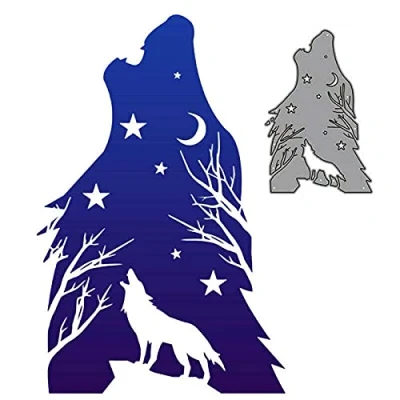 Image of Cutting Dies for Card Making, YunTrip Howling Wolf Metal Die Cuts Stencil DIY Scrapbooking Album Embossing Photo Crafts Paper Cards Decorative Craft
