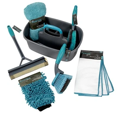 Image of JVL 20 431 Car Cleaning Valet Pack with Storage Caddy, Grey Blue (Gold Bundle)