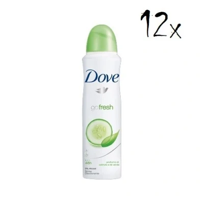 Image of 12x Dove Go Fresh Cucumber &amp; Green Tea Deo Deodorant Spray 150ml 0% Alcohol! 48h!