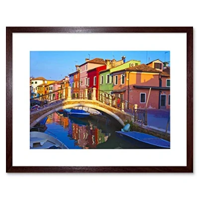 Image of Wee Blue Coo Photo Cityscape Venice Italy Burano Bridge Canal Framed Wall Art Print