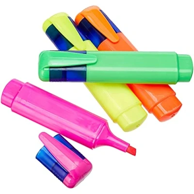 Image of 4 Chunky Highlighters Pens Markers School Home Office Pink Yellow Green Orange