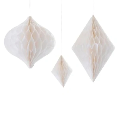 Image of Ginger Ray White Honeycomb Paper Hanging Decorations for Weddings &amp; Parties Pack of 3
