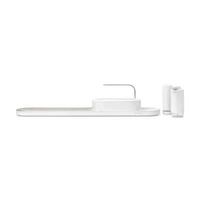 Image of Brabantia SinkStyle Organiser Set with Organiser, Drying Tray, Soap Dispenser, and Removable Stainless Steel Plate Mineral Fresh White
