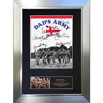 Image of #755 DAD&#039;S ARMY Signed Autograph Mounted Photo Reproduction PRINT A4 Rare Perfect Present Birthday Christmas (297 x 210mm) (Silver Frame)