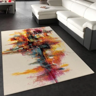 Image of Paco Home Britney Modern Rug colourful brushstroke design, 160x230 cm