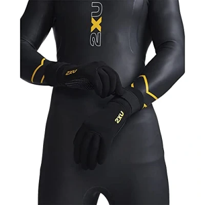 Image of 2XU Unisex Propel Neoprene Gloves Black/Ambition,L