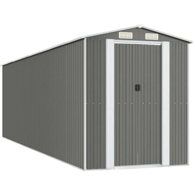 Image of vidaXL Garden Shed Light Grey 192x689x223 cm Galvanised Steel