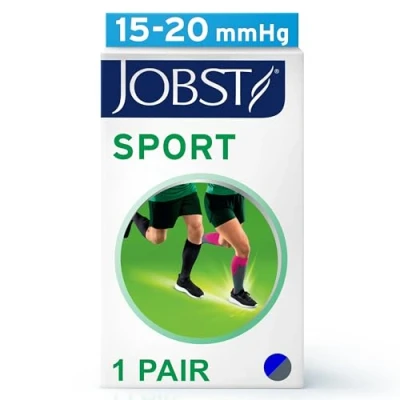 Image of JOBST Sport Knee High The Graduated Compression Socks For Sports Lovers 15 20 mmHg Women and Men Design, Royal Blue, Extra Large