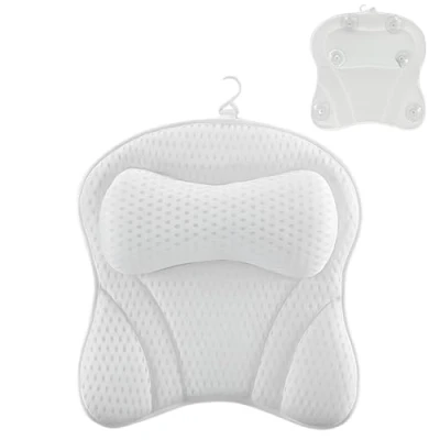 Image of Non Slip Waterproof Bathtub Pillow with Suction Cups, Bath for and Spa, Neck Head Rest, Support Comfy Bathing Cushion (35 * 33 10cm White)