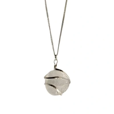 Image of VIE Tumbled Stone Wire Wrap Pendant, 2 3cm, Clear Quartz, One