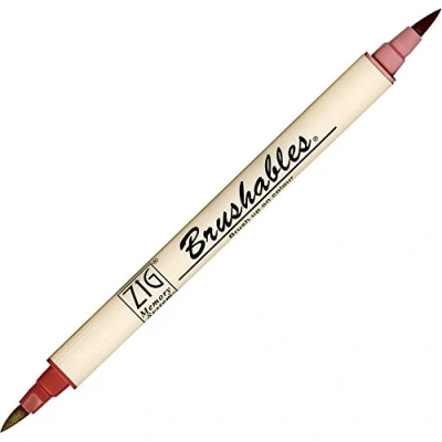 Image of Zig Brushable Colour Graduation Twin Brush Tip Marker Pen 203 Antique Burgundy