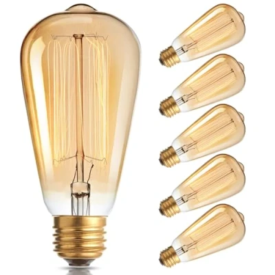Image of Nottac ST64 Vintage Light Bulbs E27 Edison Bulb, Dimmable Retro Style Decorative Filament Bulb Squirrel Cage, 60W Warm Whtie 2700K, Pack of 6