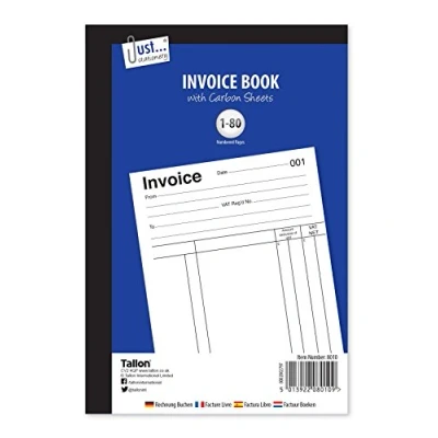 Image of Just Stationery Full Size Invoice Book 80 Pages