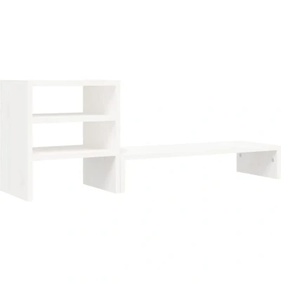 Image of vidaXL Monitor Stand White 81x20x30 cm Solid Wood Pine