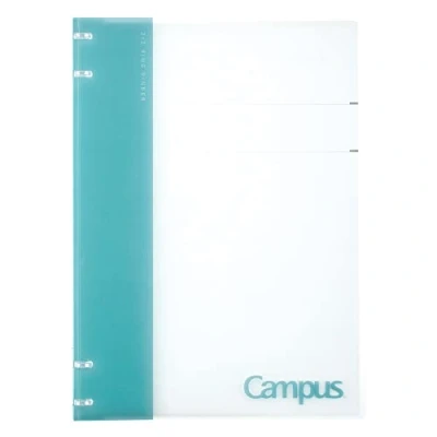 Image of Kokuyo Campus Refillable Notebook, A4 2x2 Slim Ring Binder Notebook with Customizable Title Page, 40 Sheets Capacity. Suitable for 30 Holes Loose Leaf Paper, Light Blue (RU NP174LB)
