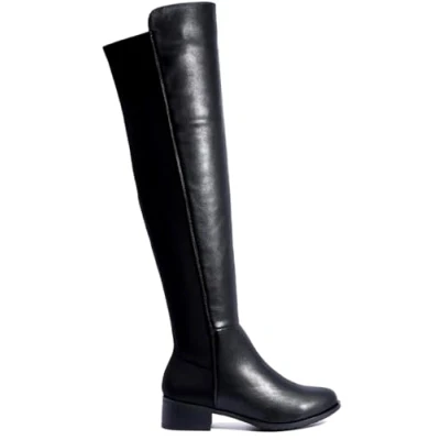 Image of sole london LADIES OVER THE KNEE STUD WOMENS HIGH STRETCHY BOOT GOLD HEEL TRIM BOOTS