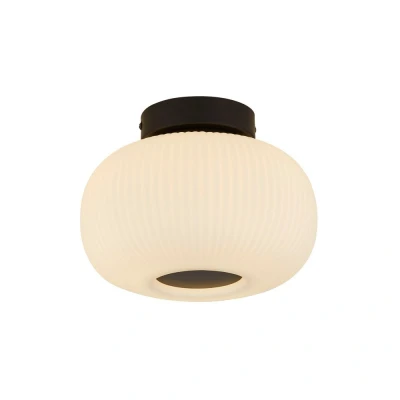 Image of 1 Light Ceiling Flush With Frosted Ribbed Glass