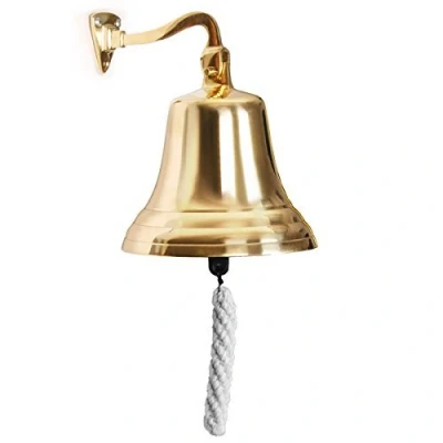 Image of Ships Bell Pub Last Orders Wall Mountable Ideal for Pubs &amp; Home Bars Elegant Brass Finish, Lightweight Design with Self Locking Mechanism 4 Inch by Chabrias Ltd