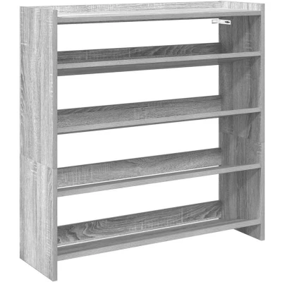 Image of vidaXL Grey Sonoma Engineered Wood Shoe Rack Modern Organizer 80x25x81 cm for Entryway, Hallway, Mudroom
