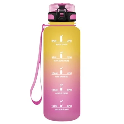 Image of HoneyHolly Sports Water Bottle, Leak Proof, 1500 ml, Time Marking and Filter, Suitable for Carbonated Drinks, Drinking Bottles, Bicycle, Outdoor, Yoga, Gym, Fitness