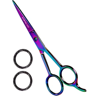 Image of Utopia Care Hair Cutting and Hairdressing Scissors 4.5 Inch, Premium Stainless Steel Shears with Smooth Razor Sharp Edge, for Salons, Professional Barbers, Men &amp; Women, (4.5 Rainbow, Pack of 1)