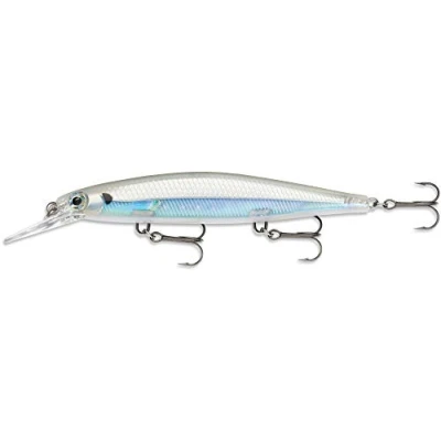 Image of Rapala Shadow Rap Deep Lure with Three No. 6 Hooks, 1.2 2.4 m Swimming Depth, 11 cm Size, Albino Shiner