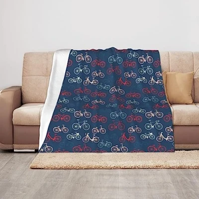 Image of ASEELO 125x100cm Blanket Bikes Bicycle Cycling Fleece Sofa Throw for Bed and Couch Travel