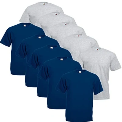Image of Fruit of the Loom Valueweight Men’s T Shirt, Pack 5, 5 grey/5 navy, XL