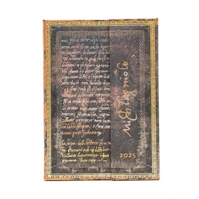 Image of Kalendarz Paperblanks 2025 Michelangelo, Handwriting Midi tygodniowy VER: tydzień na dwóch stronach, zamykany Magnes, Papier 100 GSM