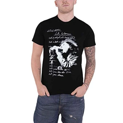 Image of The Doors LA Woman Lyrics Jim Morrison Logo Official Mens Black T Shirt M