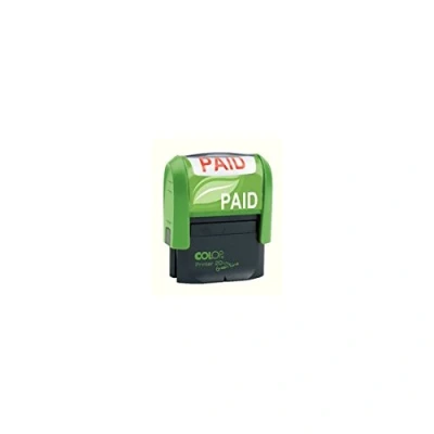Image of Colop Green Line Word Stamp PAID Imprint 38x14mm Red Ref 1092704040 (1092704040)