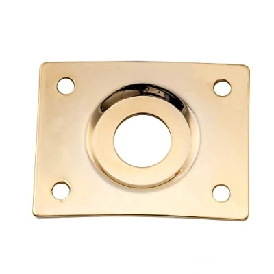 Image of Musiclily Pro 10mm Steel Curved Recessed Rectangle Jack Plate for Electric Guitar Bass, Gold