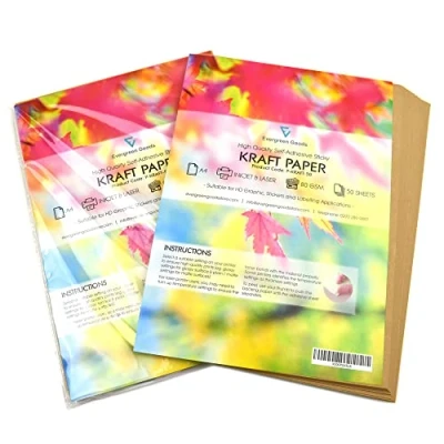 Image of Evergreen Goods™ 2 x 50 Blank Sheets A4 Kraft Matte Self Adhesive Address Labels Inkjet &amp; Laser Printer Compatible Quality Permanent Sticky Back Paper Suitable for Cricut Cutting Machines