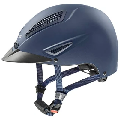 Image of uvex Perfexxion II Glamour Sturdy Riding Helmet for Men and Women Individual Fit Optimized Ventilation Blue Matt 52 55 cm