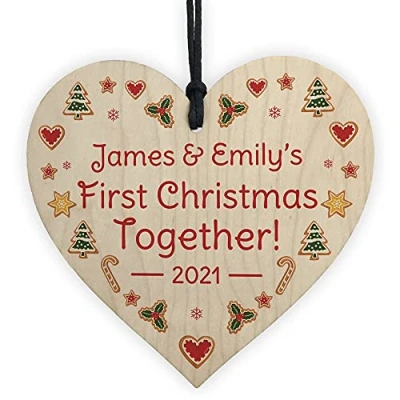 Image of Our 1st Christmas Together Bauble Tree Decoration Personalised Gift For Couple